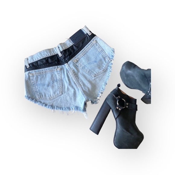 HTF: One Teaspoon ☻︎ One of a Kind Vintage Roller Shorts ☻︎ Embroidery + Leather - Picture 12 of 16